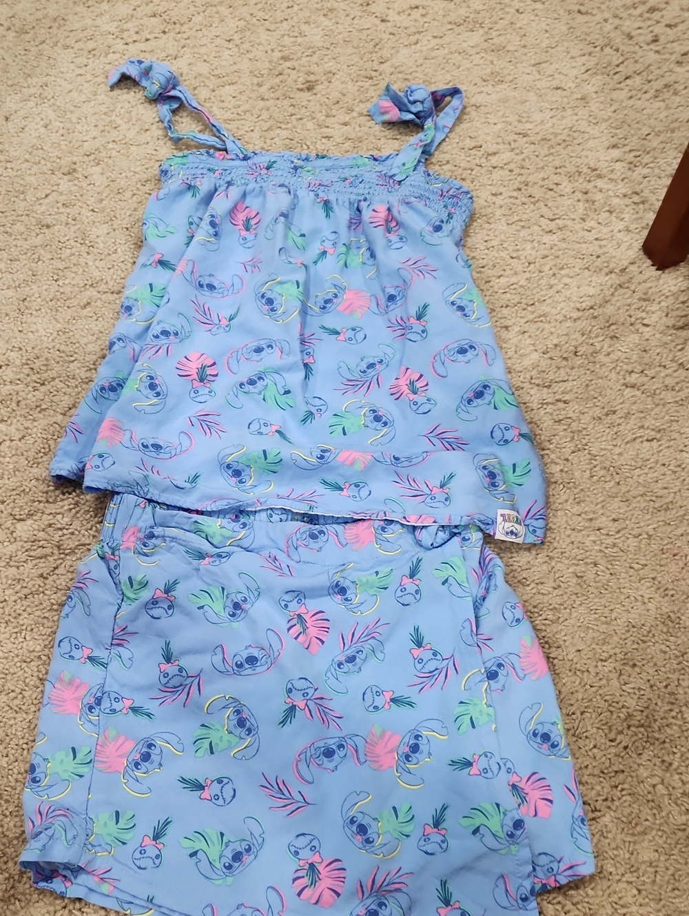 Disney Light Blue Stitch Tropical Print Pajama Set